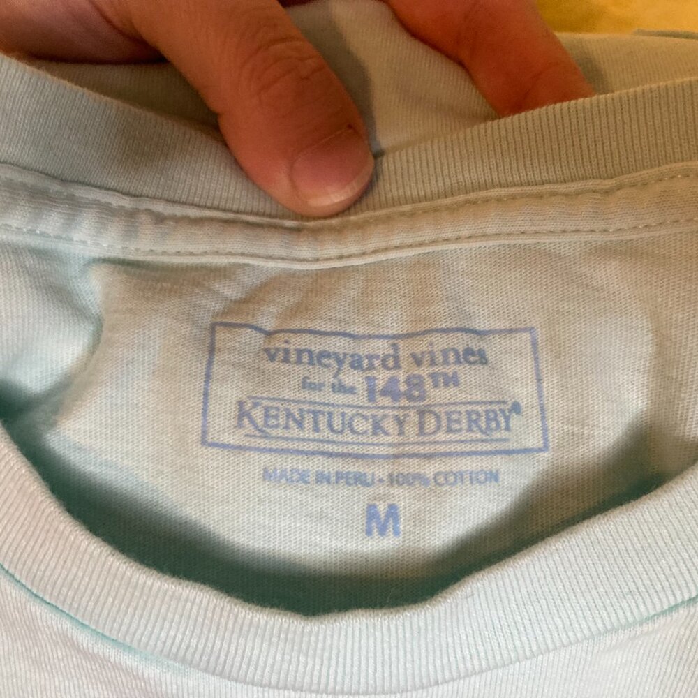 Vineyard Vines Men's Light Blue "Kentucky Derby" Pocket T-Shirt - Size M - Picture 3 of 9